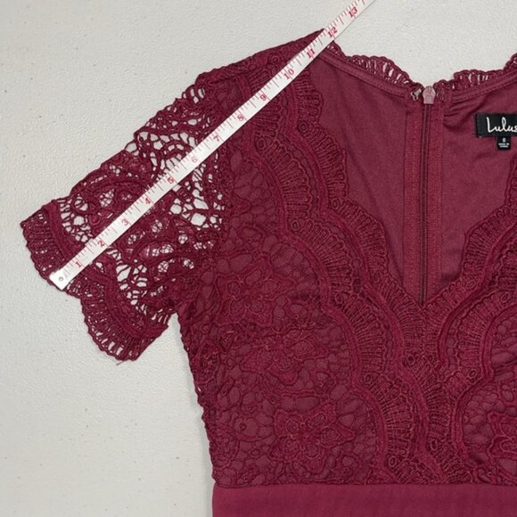 Lulus Angel in Disguise Burgundy Lace Skater Dress - Lace Mini - Small - Picture 11 of 15